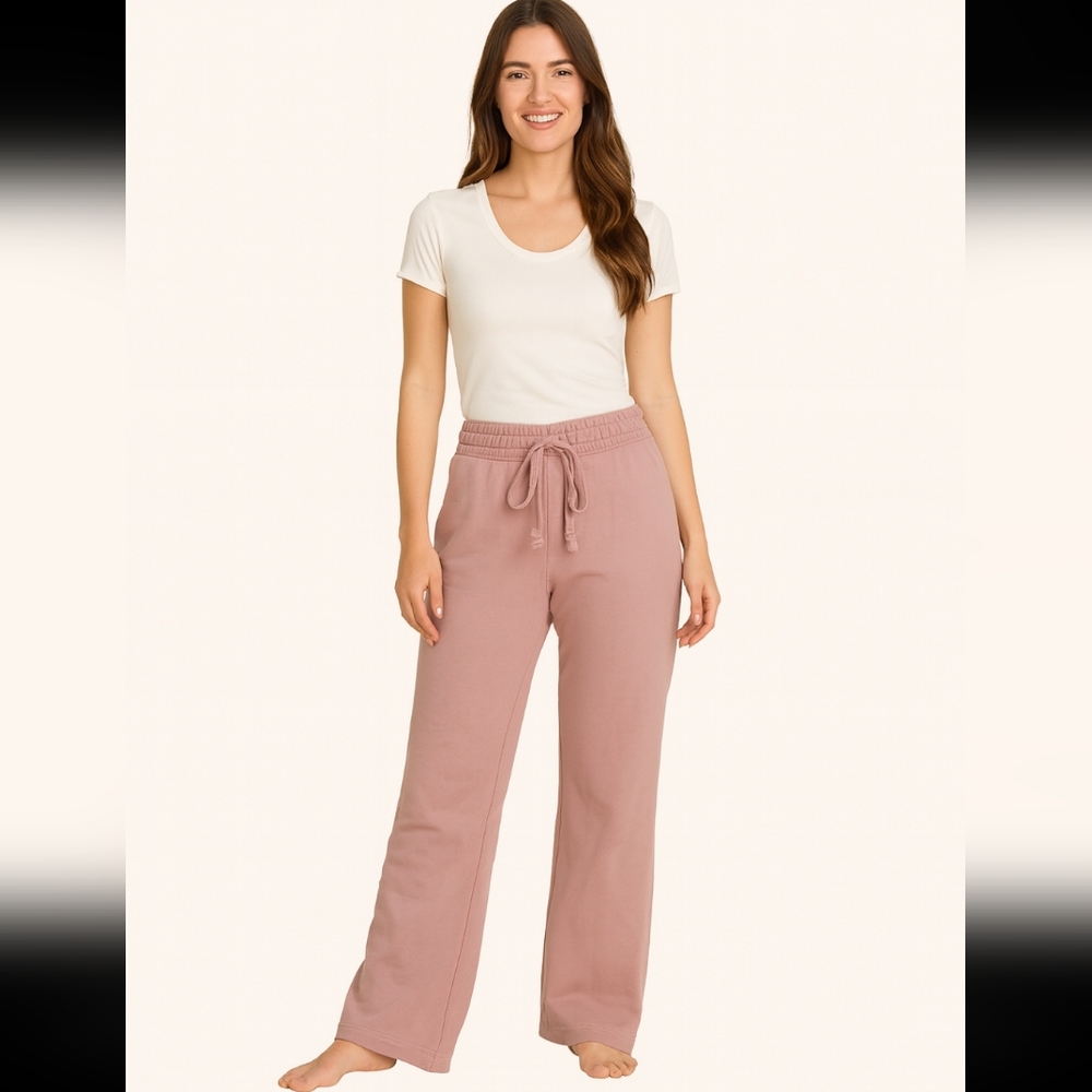 Anthropologie Daily Practice Dusty Pink Wide-Leg Sweatpants Lounge Size Small